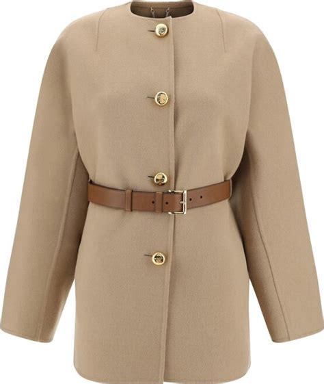 prada round-neck belted single-breasted coat|Single.